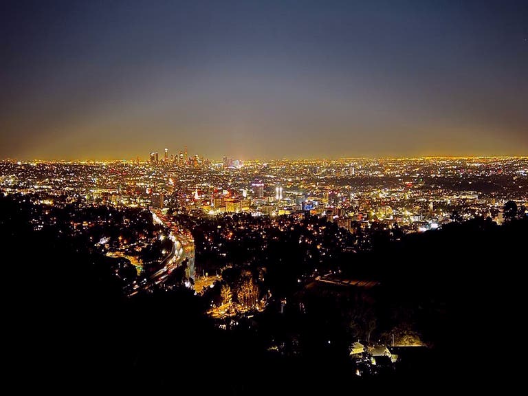 Nighttime view from the Jerome C. Daniel Overlook on Mulholland Drive