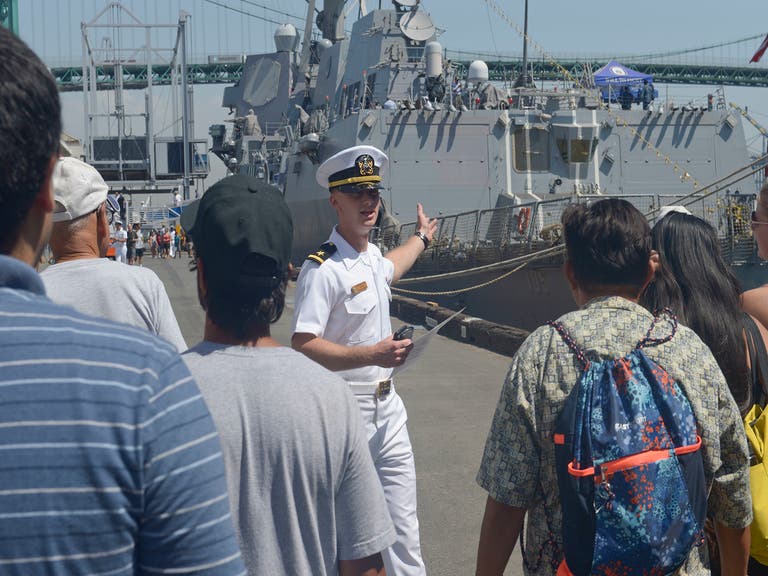 Sailor giving ship tour at LA Fleet Week